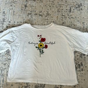 tiny willow Women’s Juniors White Cropped Graphic T-Shirt “Today is Beautiful”